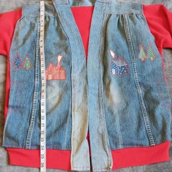 Vintage Patched Applique Sweatshirt Jacket, House Patch, Streetwear Ooak Grunge - Picture 4 of 9